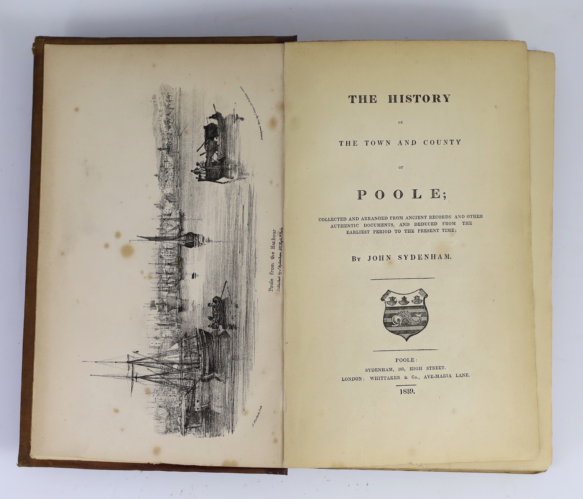 DORSET - Sydenham, John - The History of the Town and County of Poole, 8vo, original cloth, rebacked but retaining original labels, lithographed frontis, Poole, 1839; Boswell, Edward - The Civil Division of the County of